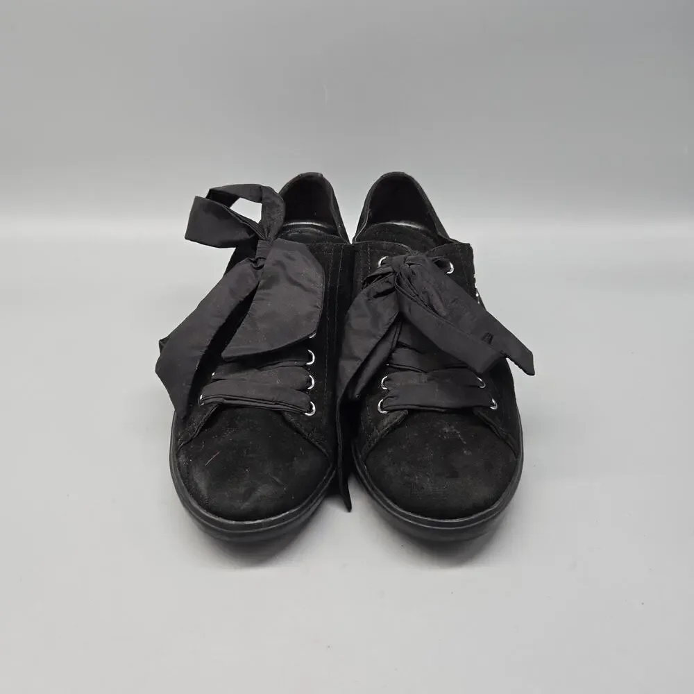 Prada Women's 6.5 Black Camoscio Suede Sneakers W/ Ribbon Laces Limited Edition